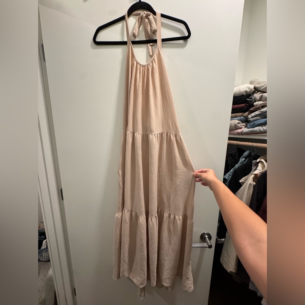 Beige Halter Maxi Dress
